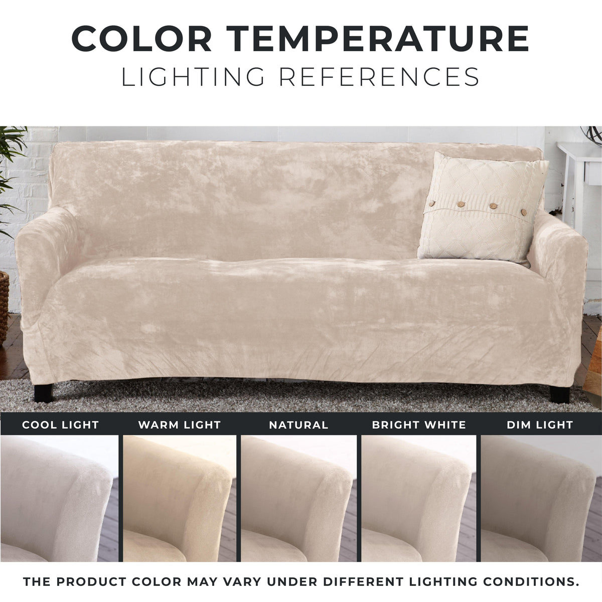 Gale Collection Velvet Stretch Slipcover by Great Bay Home in beige for sofa on Tampa Home & Garden Store