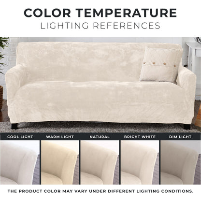 Velvet Stretch Slipcover Gale Collection for sofa, natural beige by Great Bay Home on Tampa Home & Garden Store