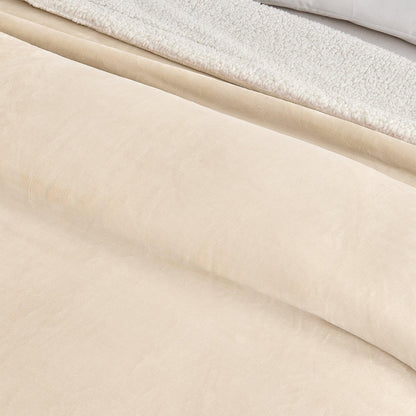Velvet Plush Sherpa Luxury Bed Blanket Kinsley Collection beige with white sherpa on Tampa Home & Garden Store