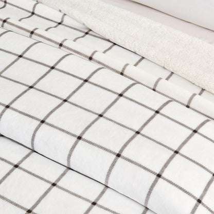 Velvet Plush Sherpa Bed Blanket white plaid, Great Bay Home Kinsley Collection on Tampa Home & Garden Store