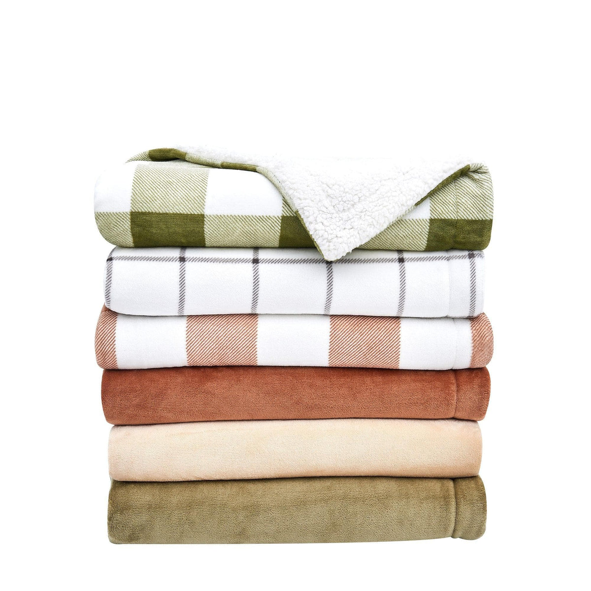 Velvet Plush Sherpa Bed Blanket Kinsley Collection by Great Bay Home, plaid and solid blankets on Tampa Home & Garden Store
