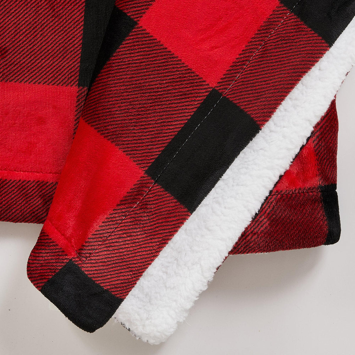 Velvet Plush Sherpa Bed Blanket - Kinsley, buffalo plaid with white sherpa by Great Bay Home on Tampa Home & Garden Store