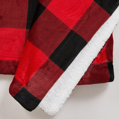 Velvet Plush Sherpa Bed Blanket - Kinsley, buffalo plaid with white sherpa by Great Bay Home on Tampa Home & Garden Store