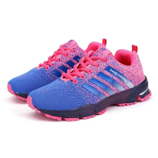 Stevvex men's running sneakers blue-pink mesh upper, breathable lightweight athletic shoes pair on Tampa Home & Garden Store