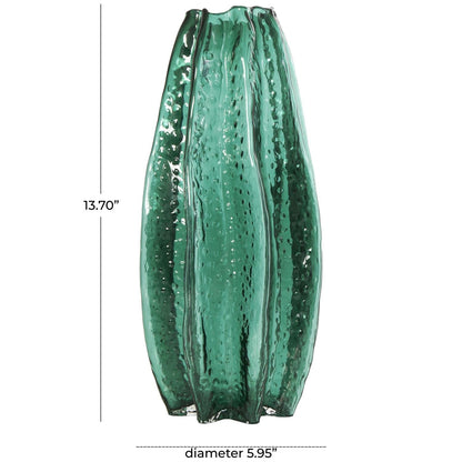 Green Glass Bubble Vase and Coastal Decor Piece
