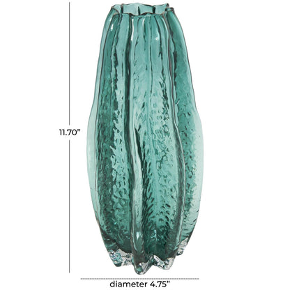 Green Glass Bubble Vase and Coastal Decor Piece