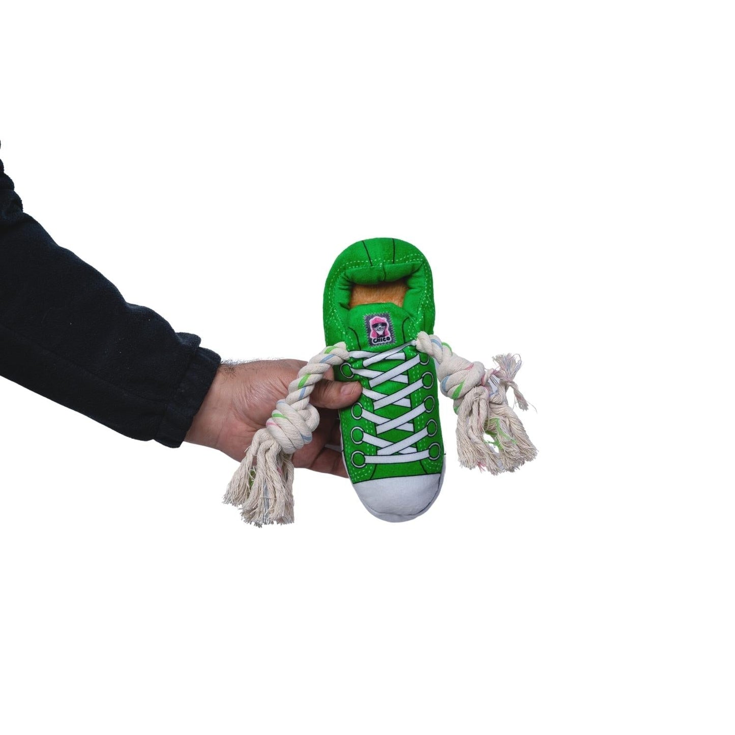 Jouet pour chien en peluche Squeaky Comfort Sneaker – avec compartiment à friandises, sûr et durable – Vert