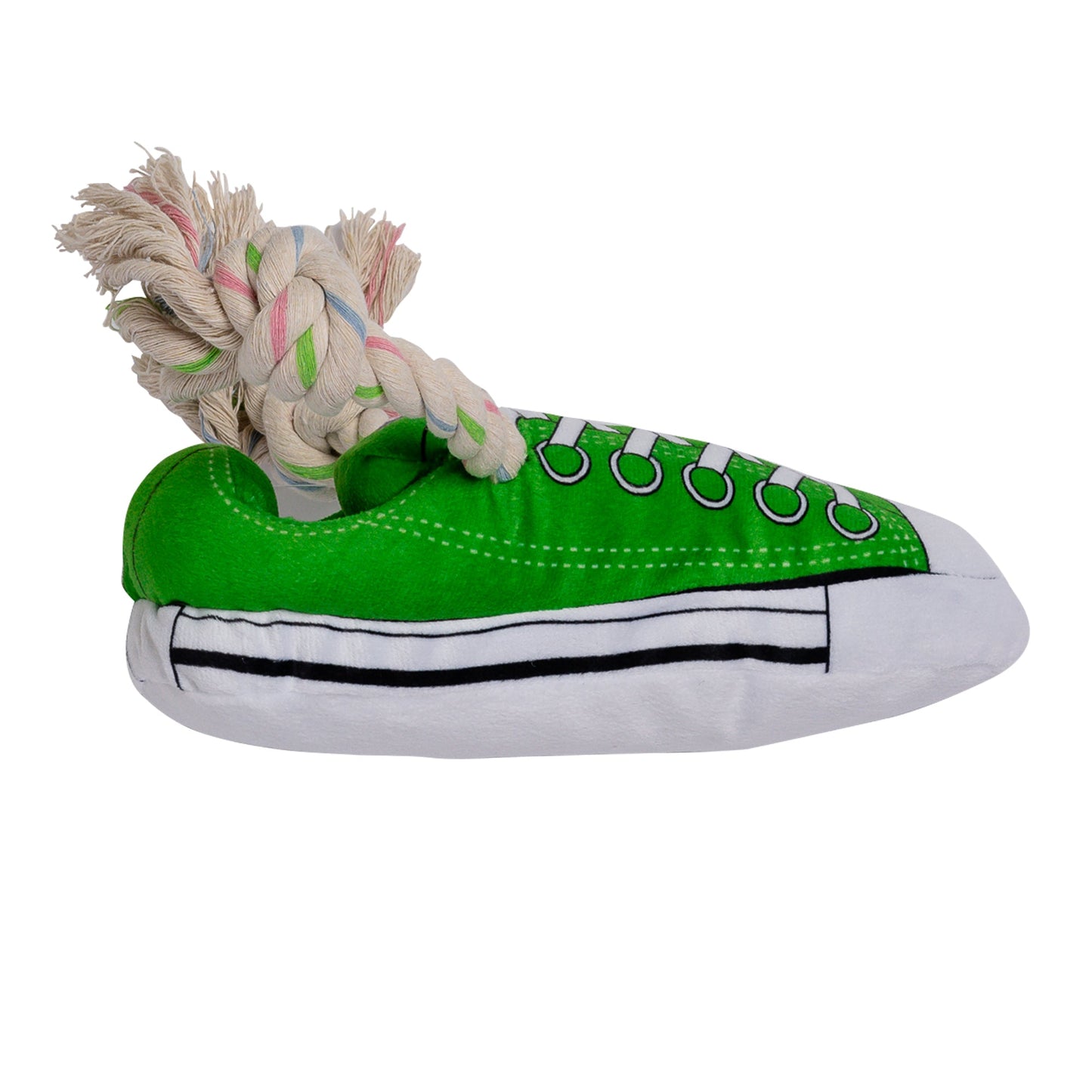 Jouet pour chien en peluche Squeaky Comfort Sneaker – avec compartiment à friandises, sûr et durable – Vert
