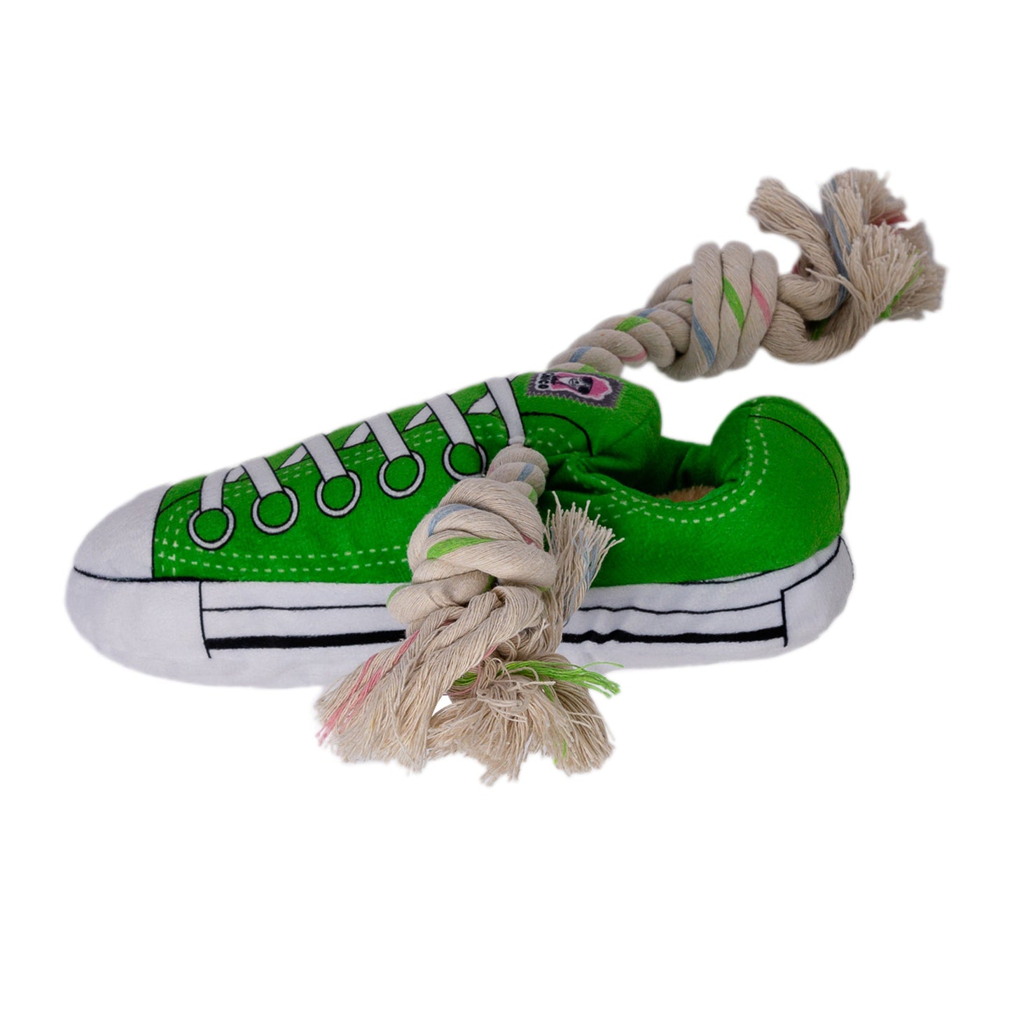 Jouet pour chien en peluche Squeaky Comfort Sneaker – avec compartiment à friandises, sûr et durable – Vert