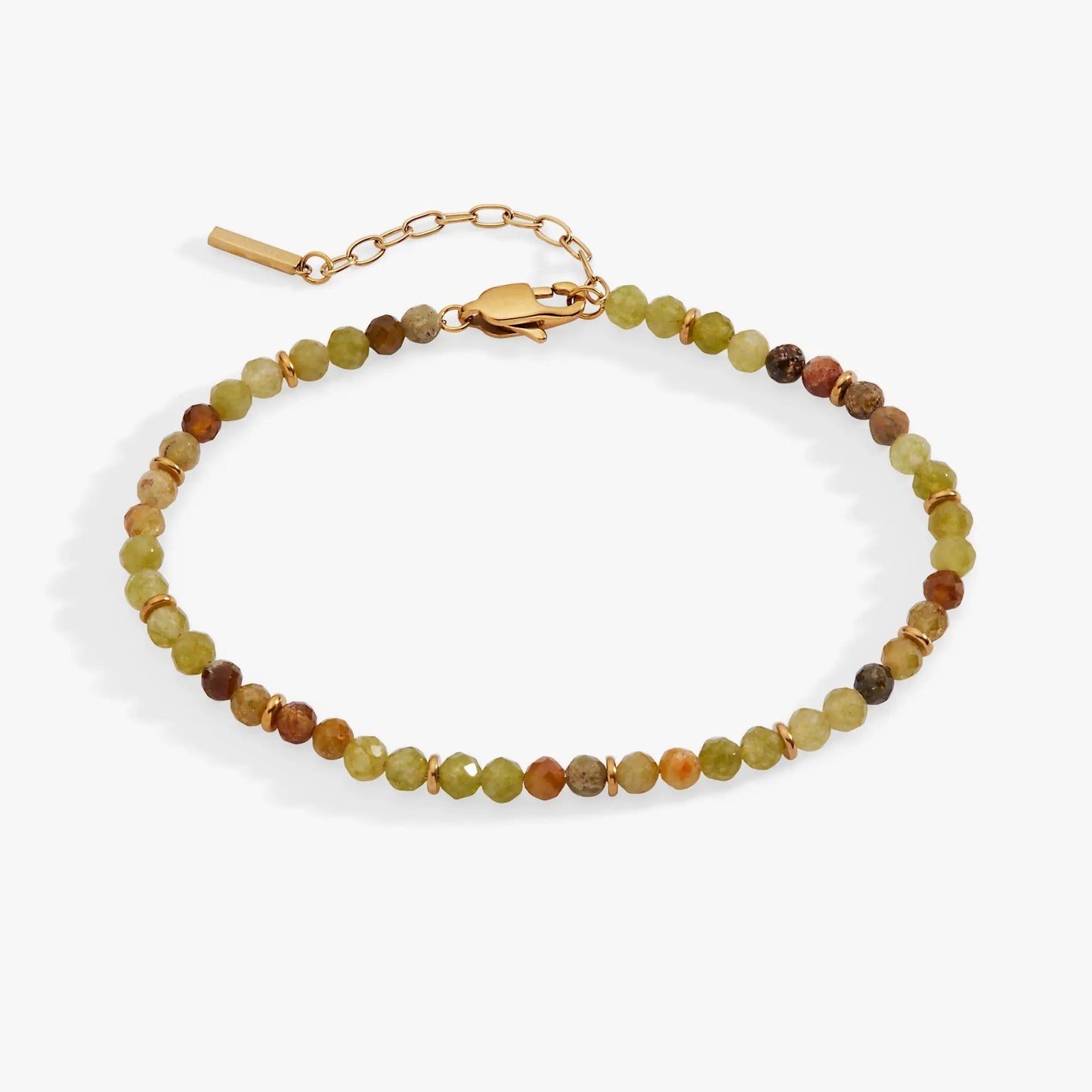 Green ombre semi-precious beaded anklet with gold spacers and lobster clasp by ALEX AND ANI on Tampa Home & Garden Store