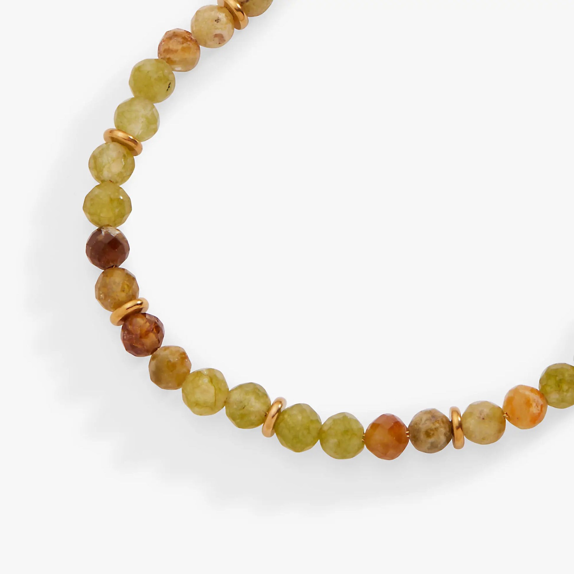Green Ombre Semi-Precious Beaded Anklet with yellow-green faceted beads and copper spacers on Tampa Home & Garden Store