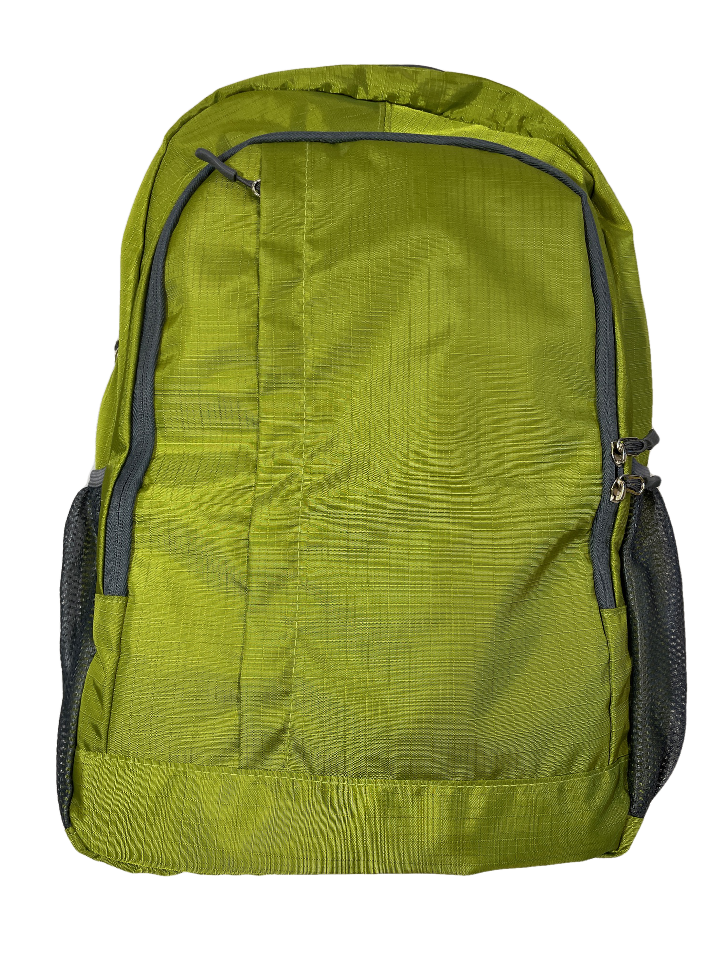 Green polyester backpack River Country Gear with gray zippers and front pocket on Tampa Home & Garden Store