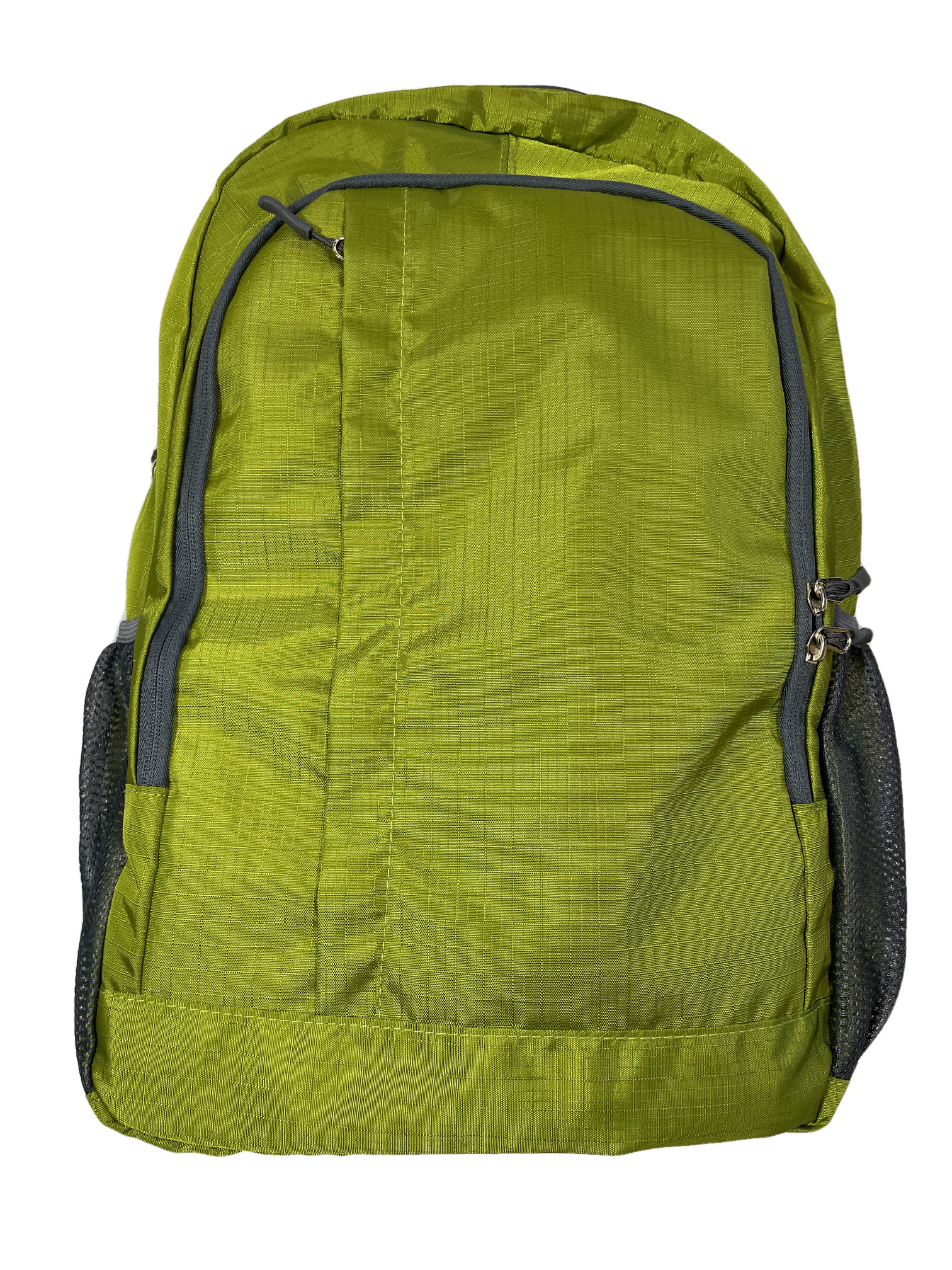 Green polyester backpack River Country Gear with gray zippers and front pocket on Tampa Home & Garden Store