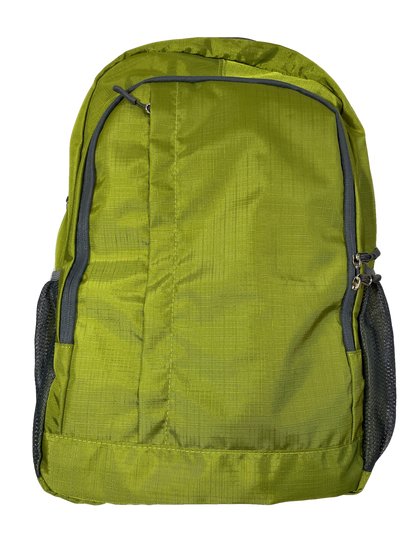 Green polyester backpack River Country Gear with gray zippers and front pocket on Tampa Home & Garden Store