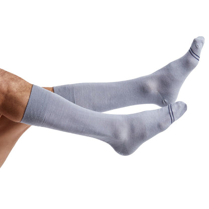 Greyson 3-Pack Grey Dress Socks, boardroom crew with navy stripe detail on Tampa Home & Garden Store
