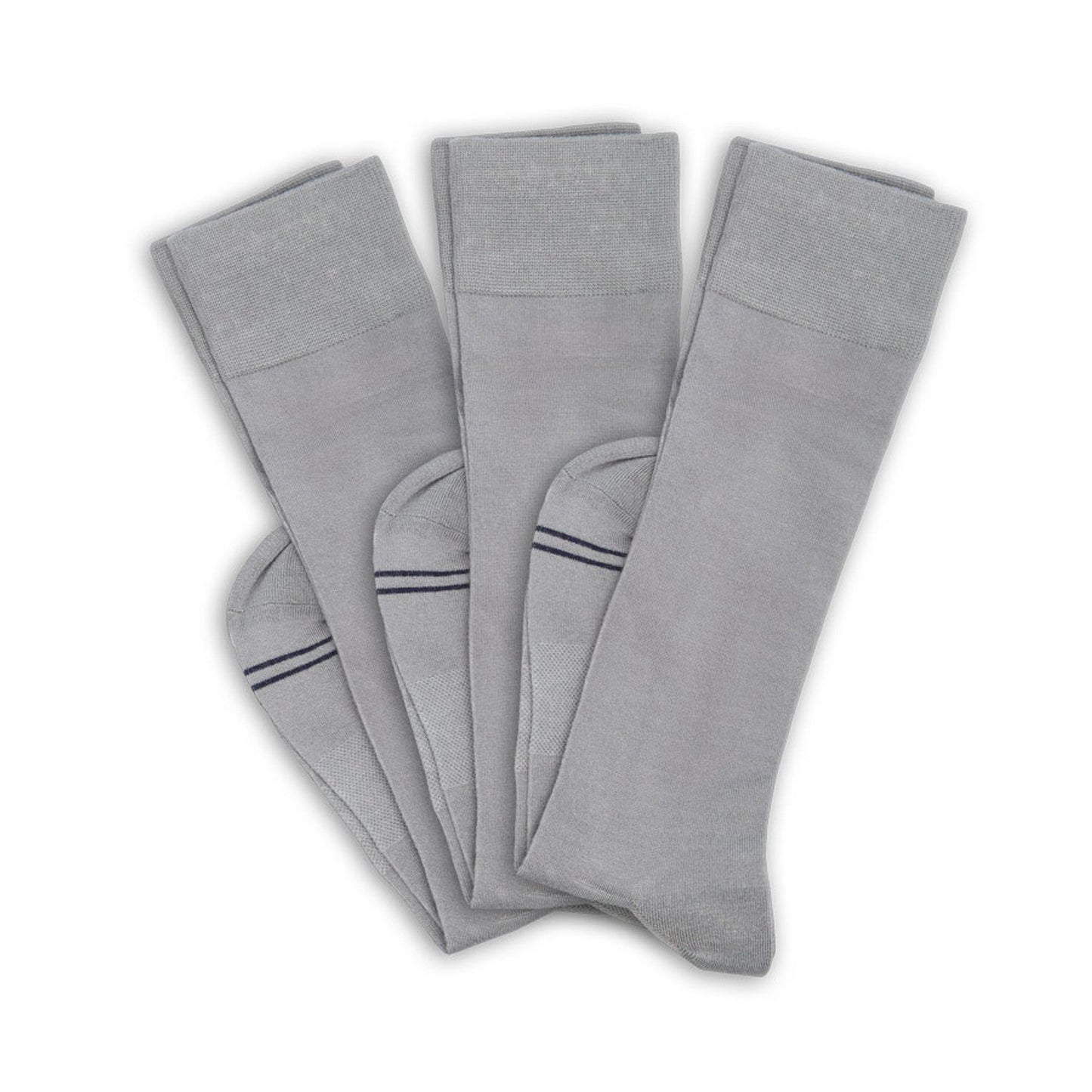 Greyson 3-Pack Grey Dress Socks by DeadSoxy, boardroom knit, folded fan display on Tampa Home & Garden Store