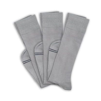 Greyson 3-Pack Grey Dress Socks by DeadSoxy, boardroom knit, folded fan display on Tampa Home & Garden Store