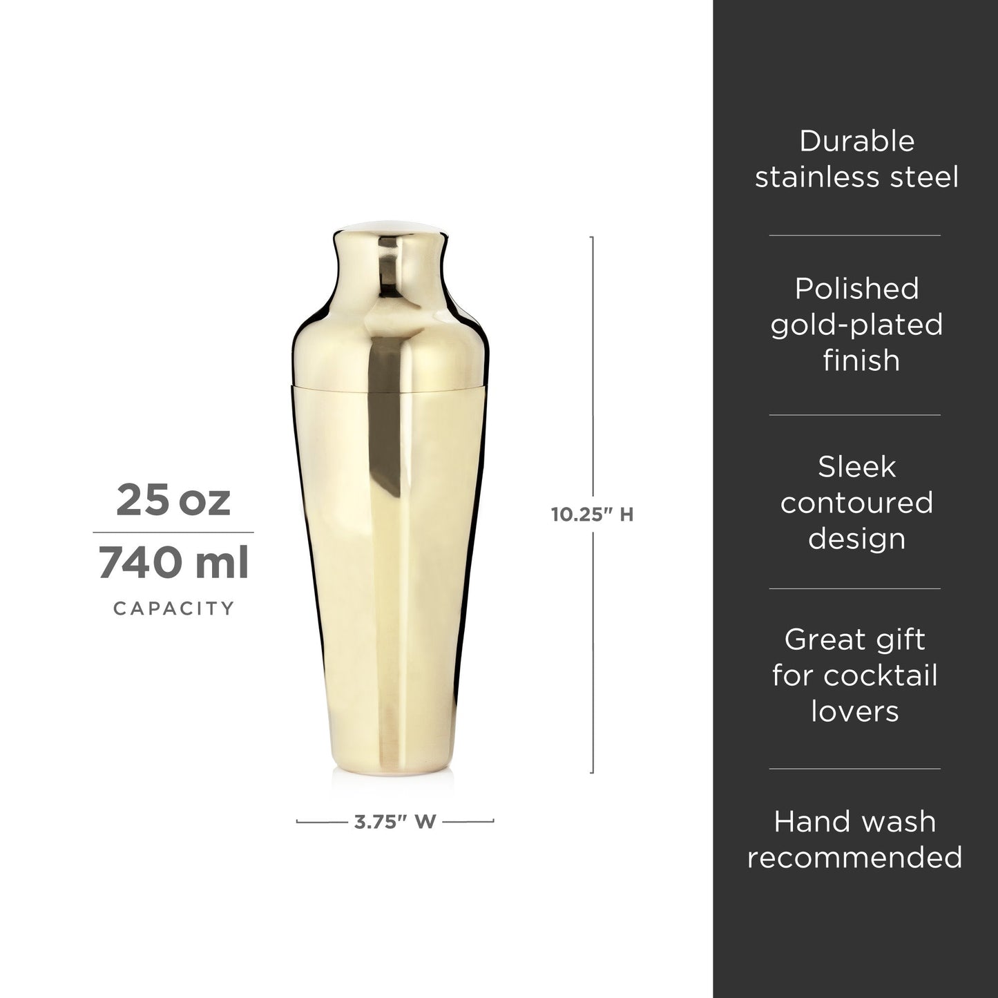 Gold Parisian Cocktail Shaker and Steel Cup