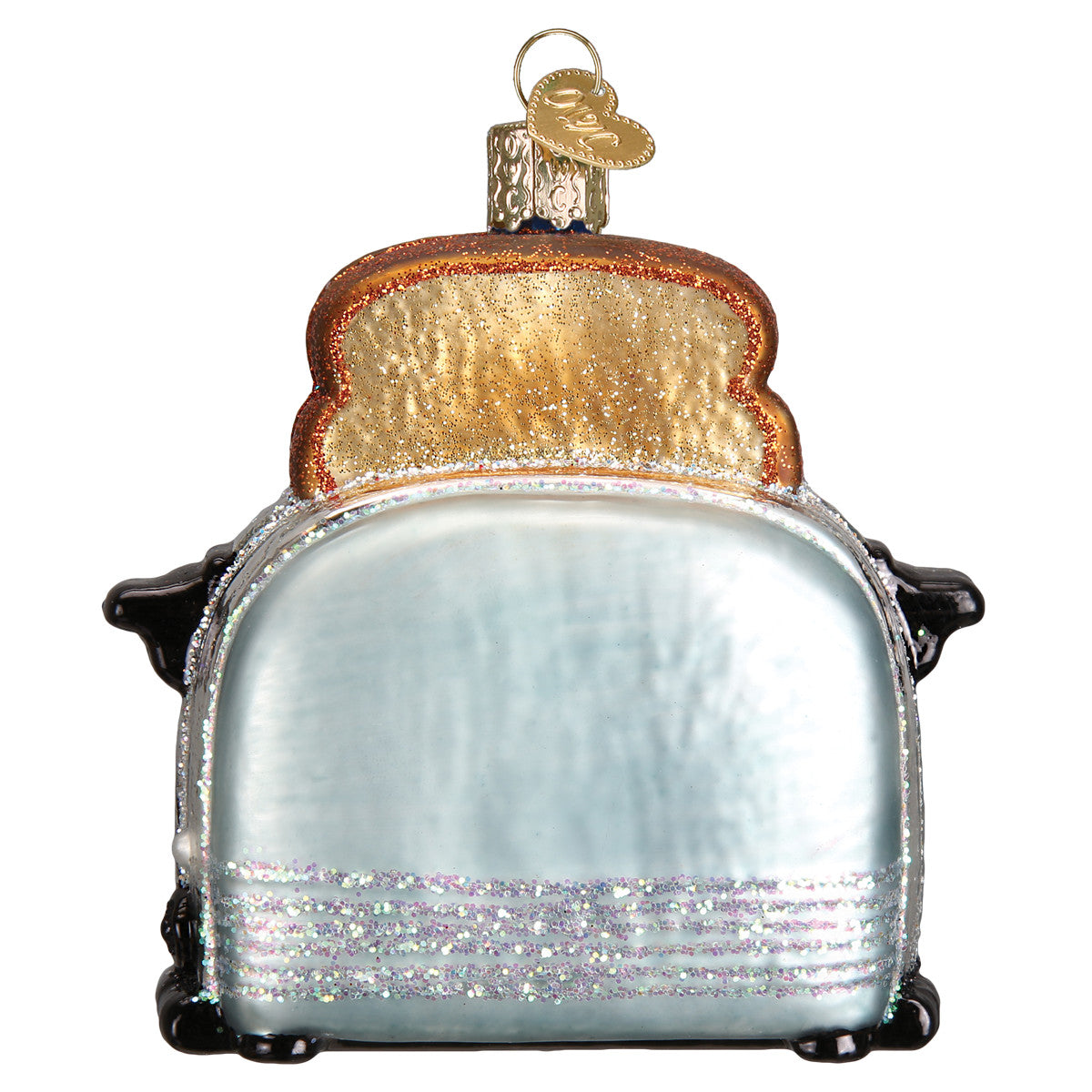 Adorno de cristal con forma de tostadora retro