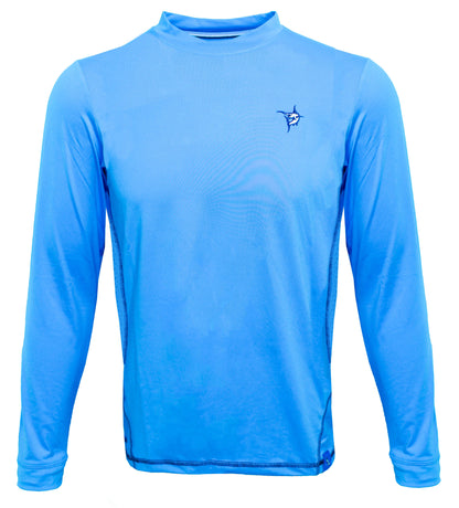 Grander Performance Tee long sleeve in light blue with White Water Life logo on chest on Tampa Home & Garden Store