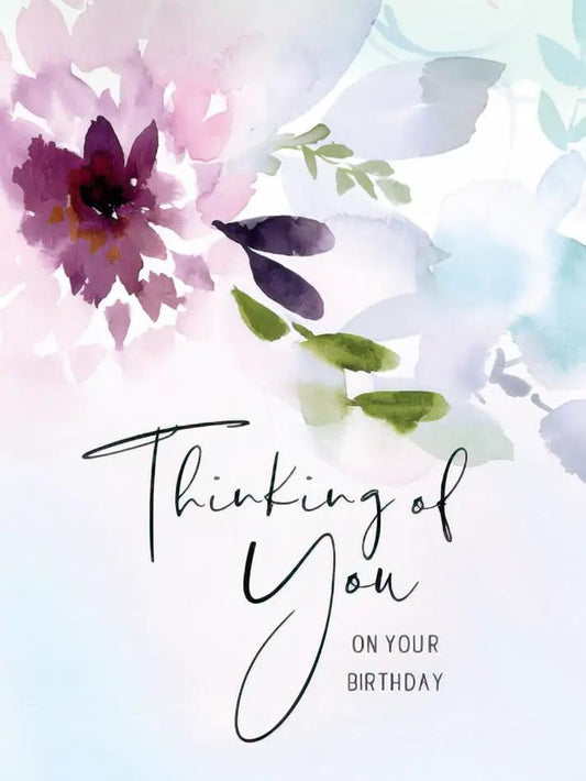 Thinking of You Birthday Card with pastel watercolor florals, The Country Christmas Loft on Tampa Home & Garden Store