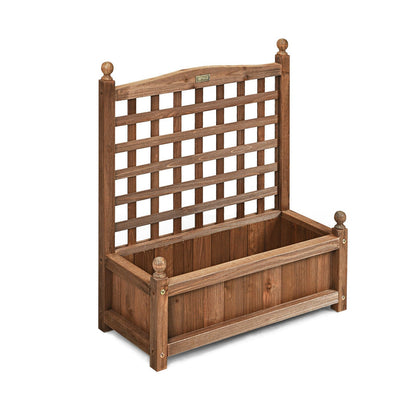Wood planter box with trellis in natural brown wood, weather-resistant outdoor by LJGDeals on Tampa Home & Garden Store