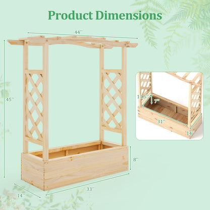 Wooden Raised Garden Bed Planter Box with Trellis and Hanging Roof