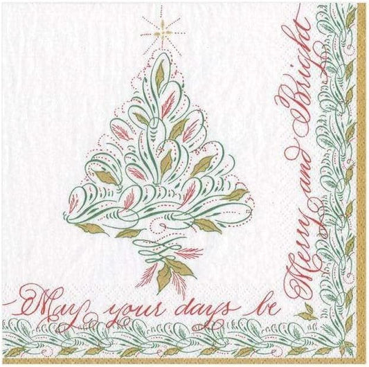 Serviettes de cocktail en papier calligraphié pour Noël