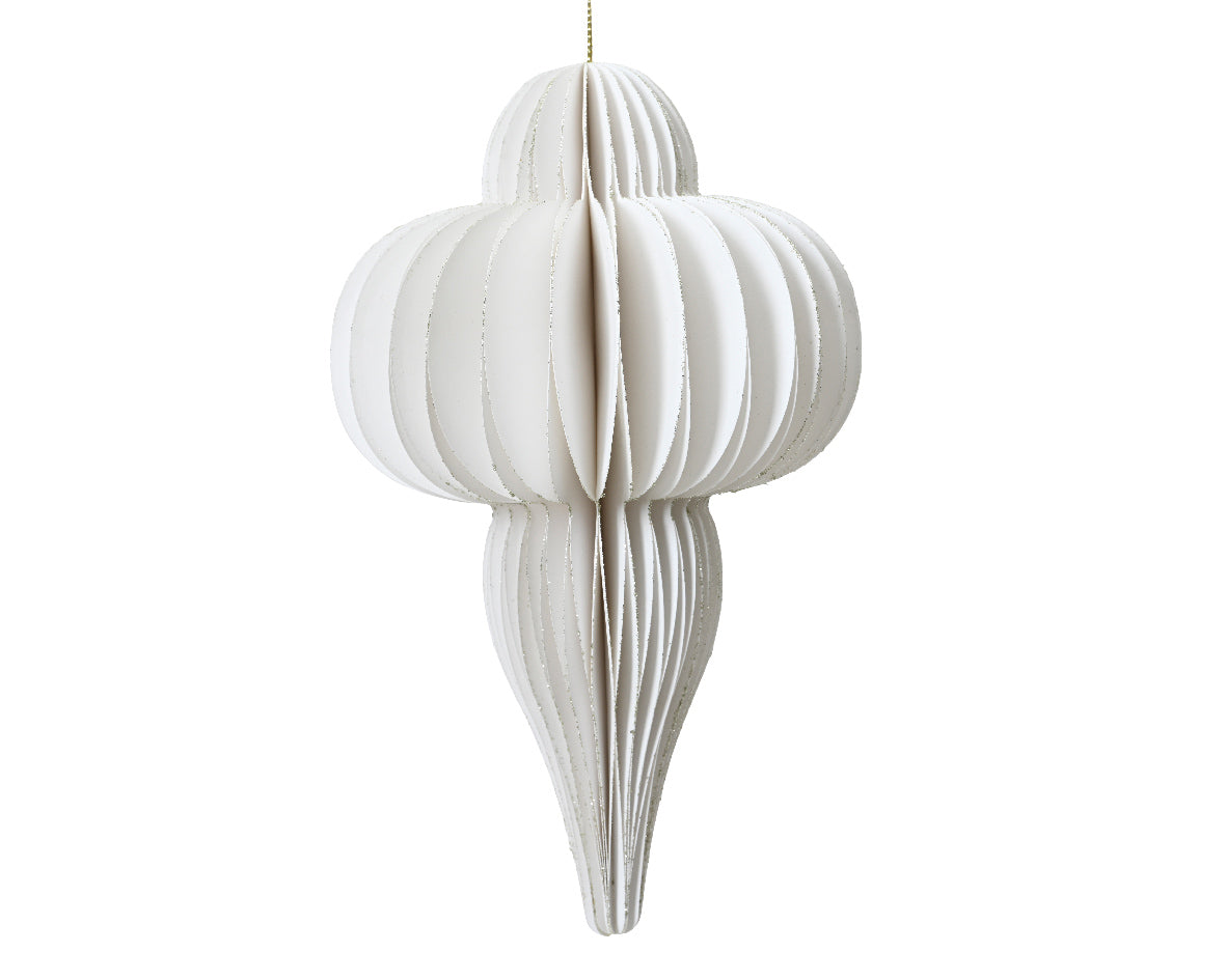 Ornement en papier alvéolé à finition alvéolée - 40 cm - Blanc