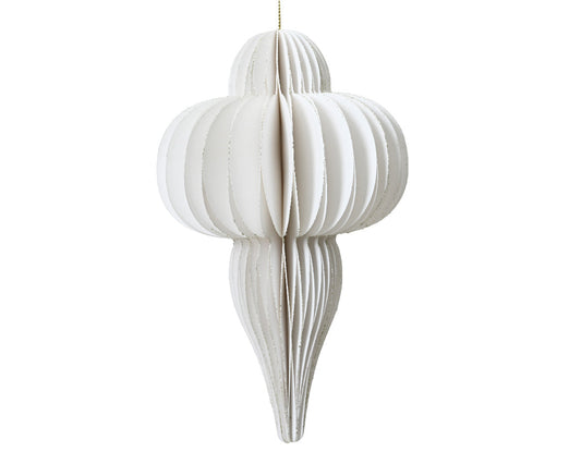 Finial Honeycomb Paper Ornament - 16 Inch -  White - Tampa Home & Garden Store