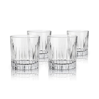 Viski Reserve Milo crystal rocks glasses set of 4, faceted crystal, stemless tumblers on Tampa Home & Garden Store