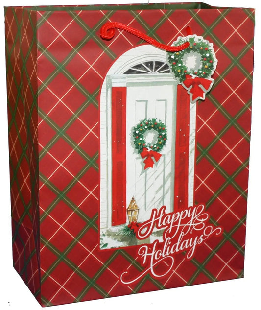 Traditional Gift Bag Matte Large red plaid design on Tampa Home & Garden Store
