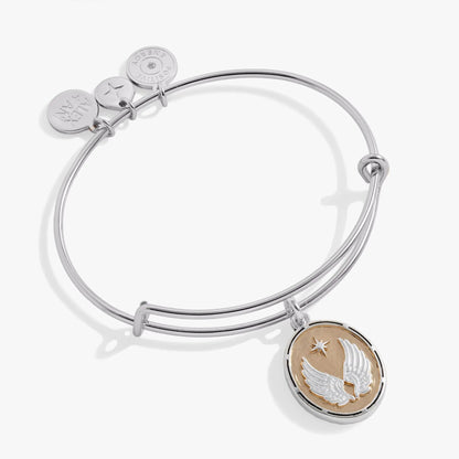 Two-Tone Guardian Angel Bangle With Wings Charm