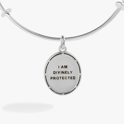Two-Tone Guardian Angel Bangle With Wings Charm