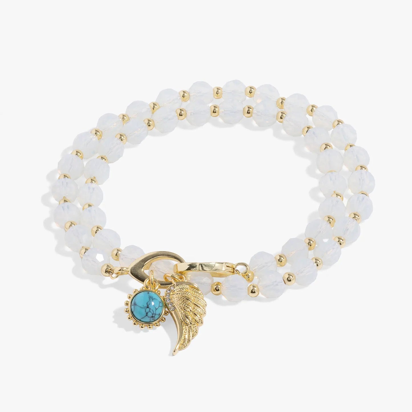 Guardian Angel Wrap Bracelet by ALEX AND ANI pale blue faceted beads with gold spacers on Tampa Home & Garden Store