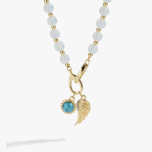 Guardian Angel Wrap Bracelet Alex and Ani with pale blue faceted beads and gold-tone chain on Tampa Home & Garden Store