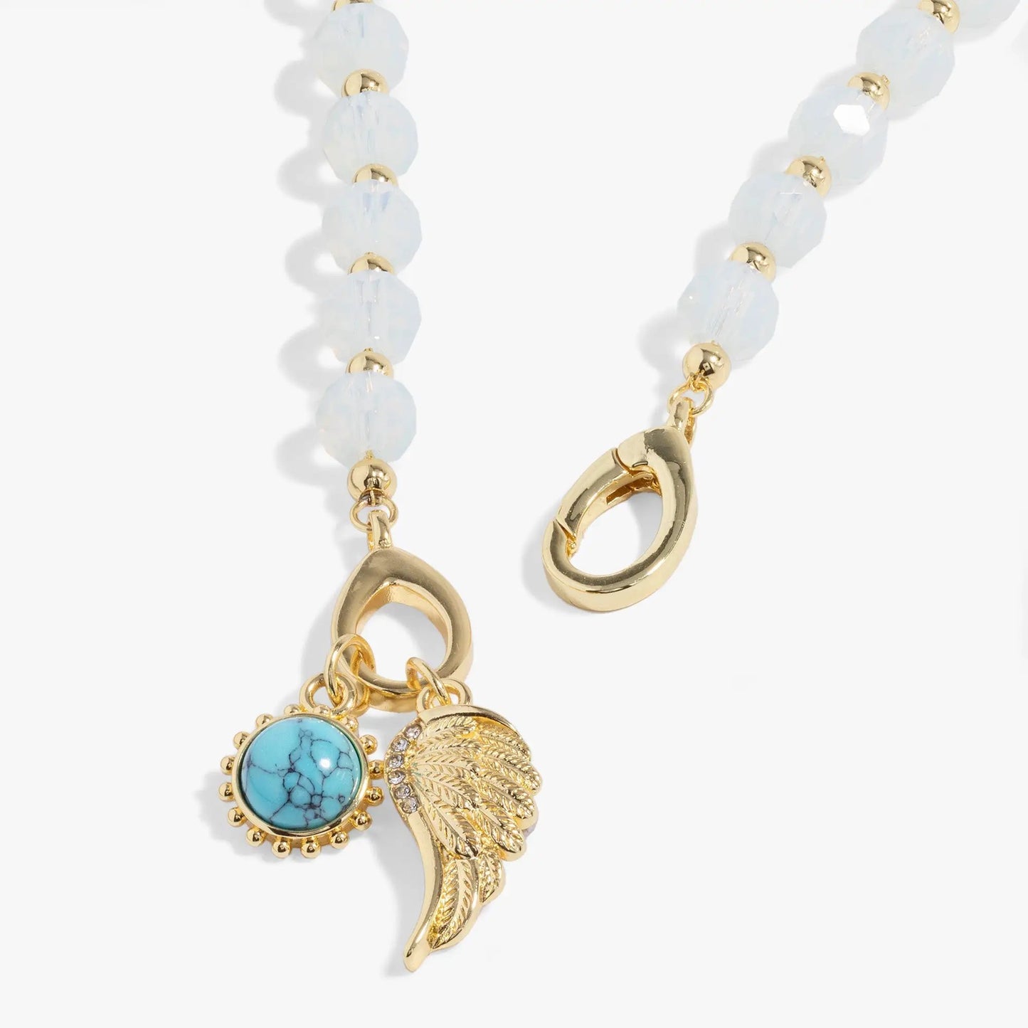 Guardian Angel Wrap Bracelet by ALEX AND ANI with light blue faceted beads and cabochon charm on Tampa Home & Garden Store