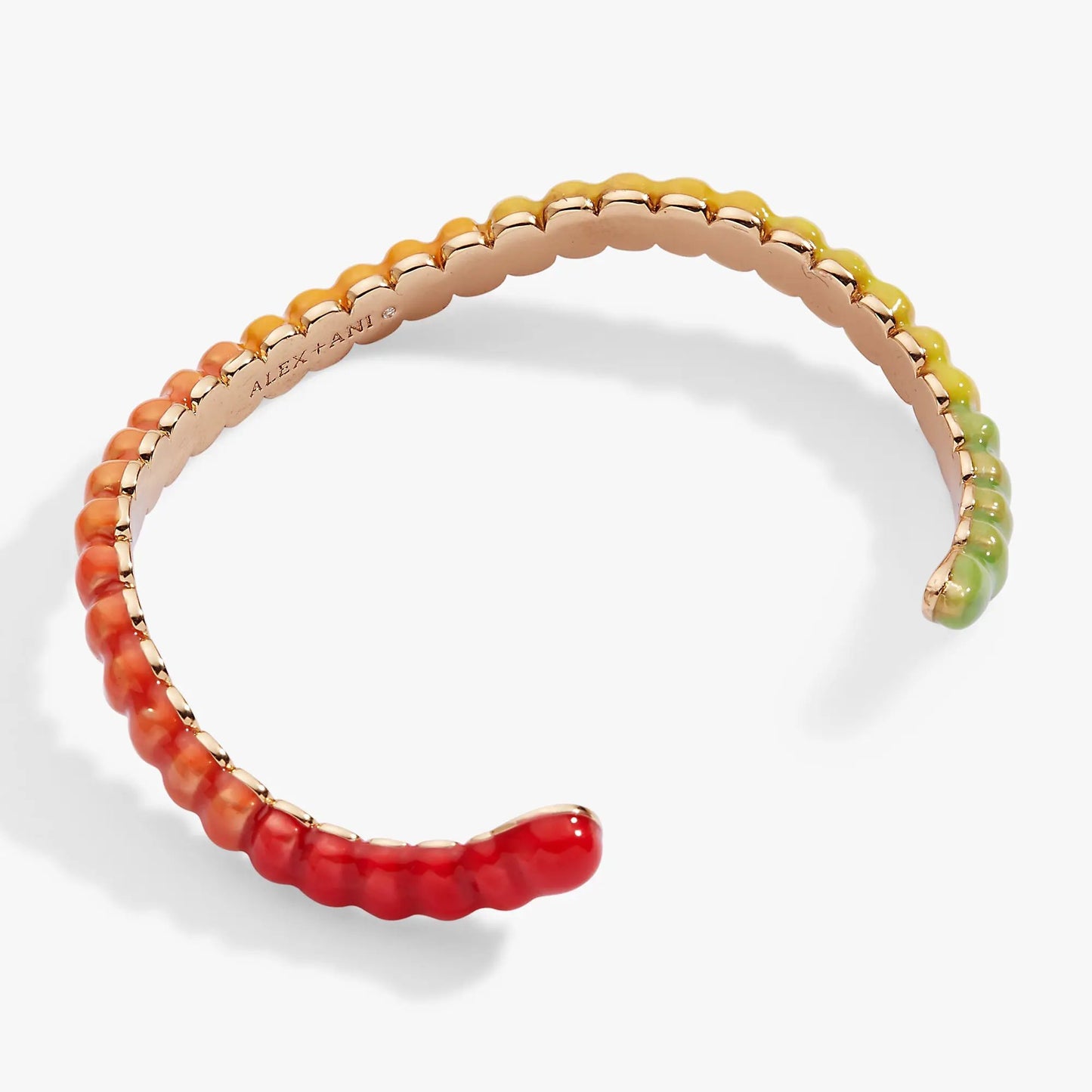 Gummy Worm Cuff bracelet in rose gold-tone with multicolor enamel worm segments by ALEX AND ANI on Tampa Home & Garden Store