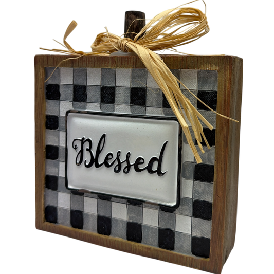 Black and White Check Table Sitter -