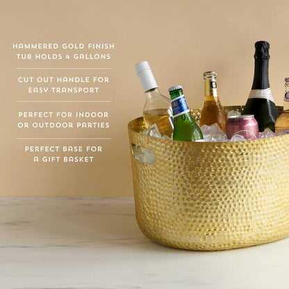 The Gold Hammered Metal Tub For Wine And Parties