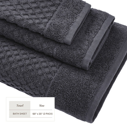 Cotton Diamond Waffle Weave Bath Towel Set
