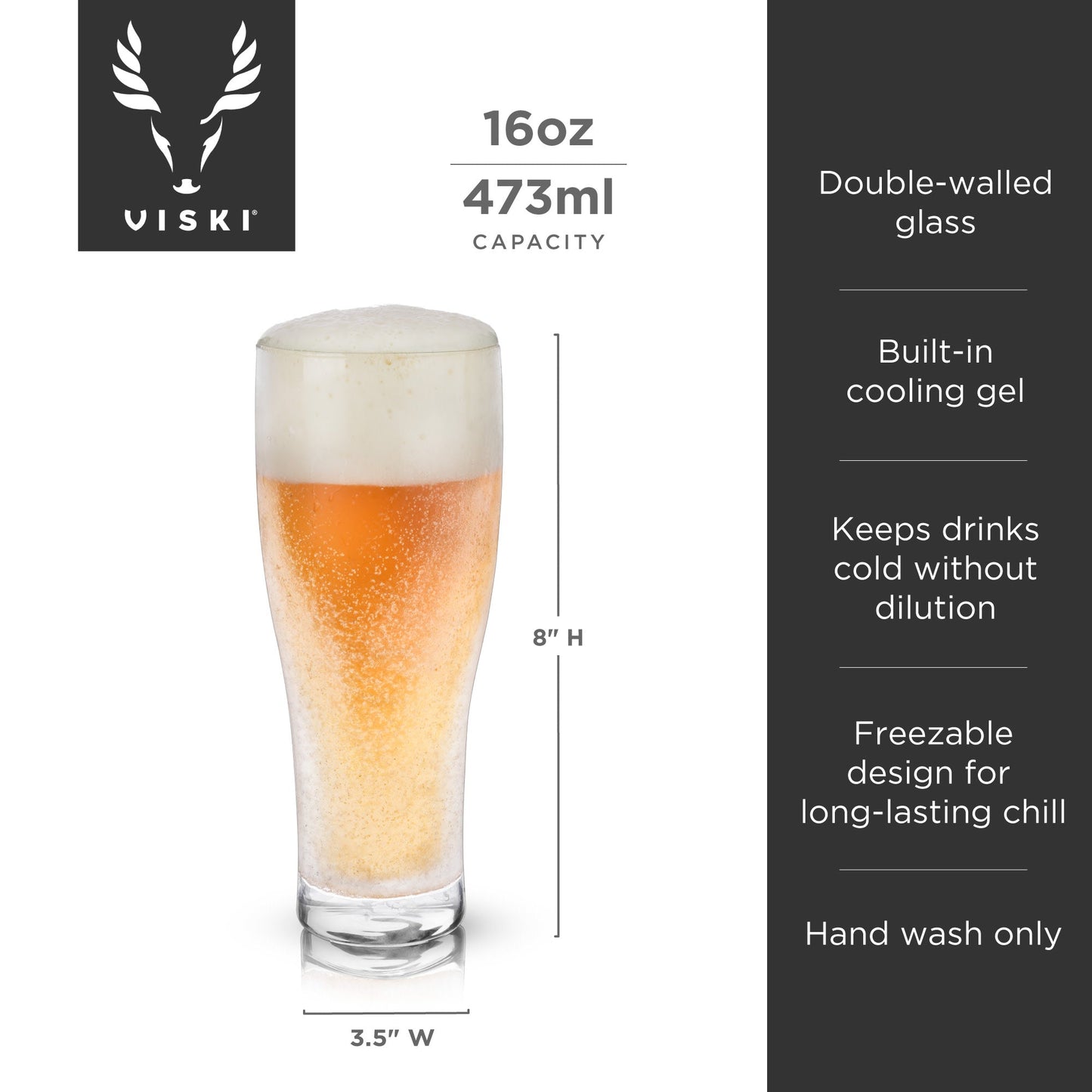 Double Walled Self Chilling Beer Glass and Cup