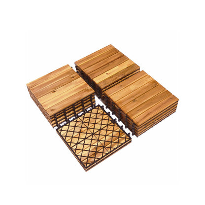 27 piezas de baldosas entrelazadas de madera de acacia para patio
