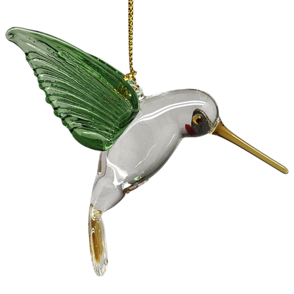 Adorno de colibrí de cristal egipcio - Verde con pico amarillo