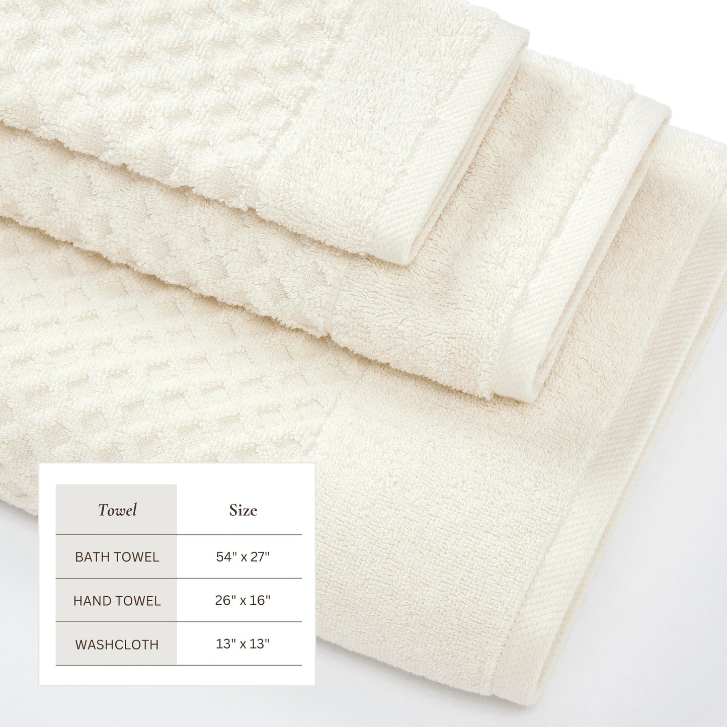 Cotton Diamond Waffle Weave Bath Towel Set