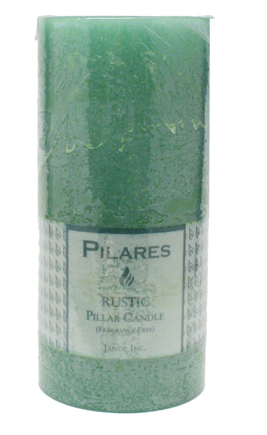 Rustic Pillar Candle - 6 Inch Green - Tampa Home & Garden Store
