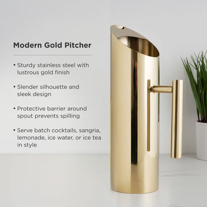 Modern Stainless Steel Pitcher With a Gold Tone