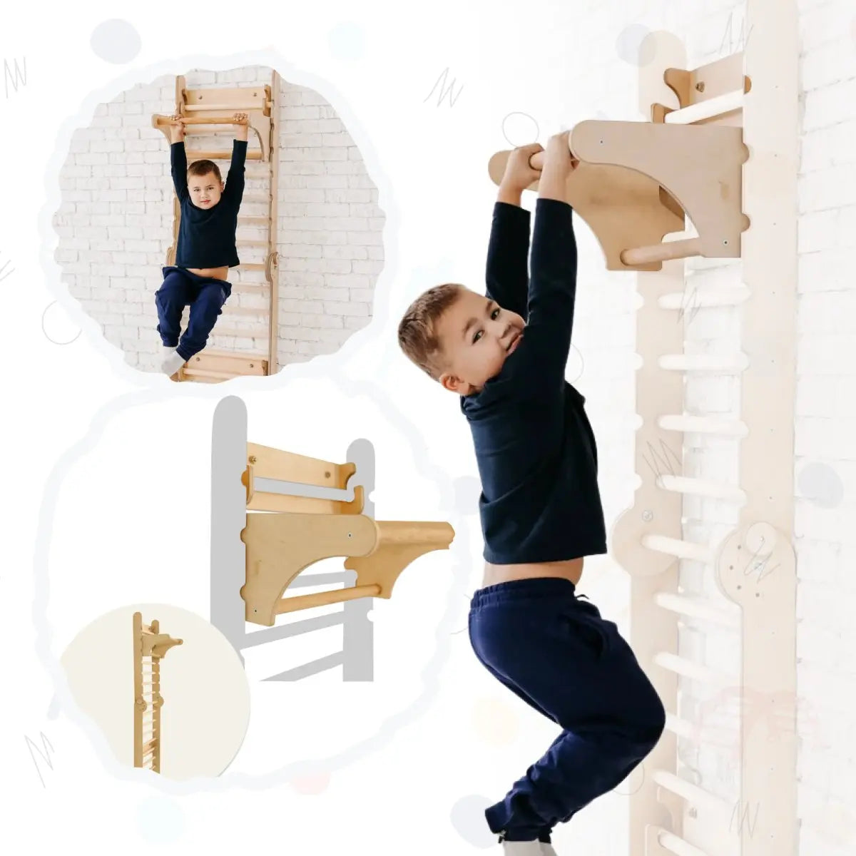 Gym Addition to the Climbing Ladders ladder accessory in natural wood for baby activity toys by Goodevas on Tampa Home & Garden Store