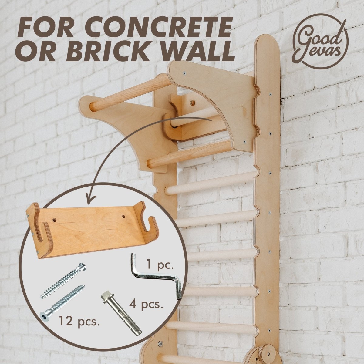 Gym Addition to the Climbing Ladders wall-mounted ladder accessory Goodevas with screws, bolts on Tampa Home & Garden Store