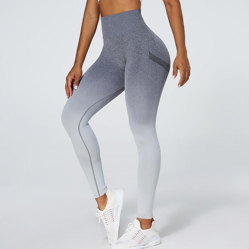 Stevvex ST75LGIII789 high-waist gym leggings for women gradient grey yoga and workout pants on Tampa Home & Garden Store